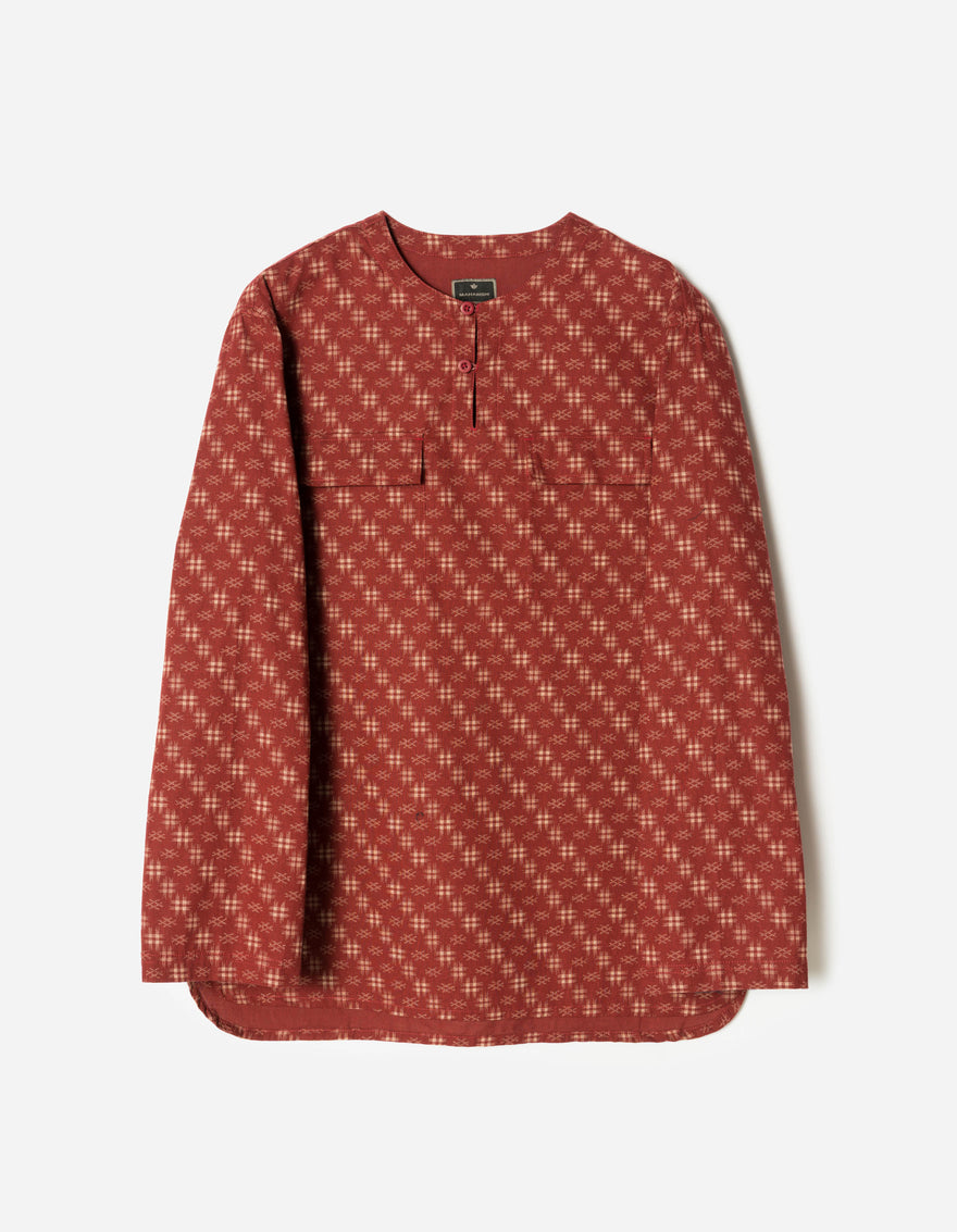 7321 Kasuri Kurta Shirt Aka Red