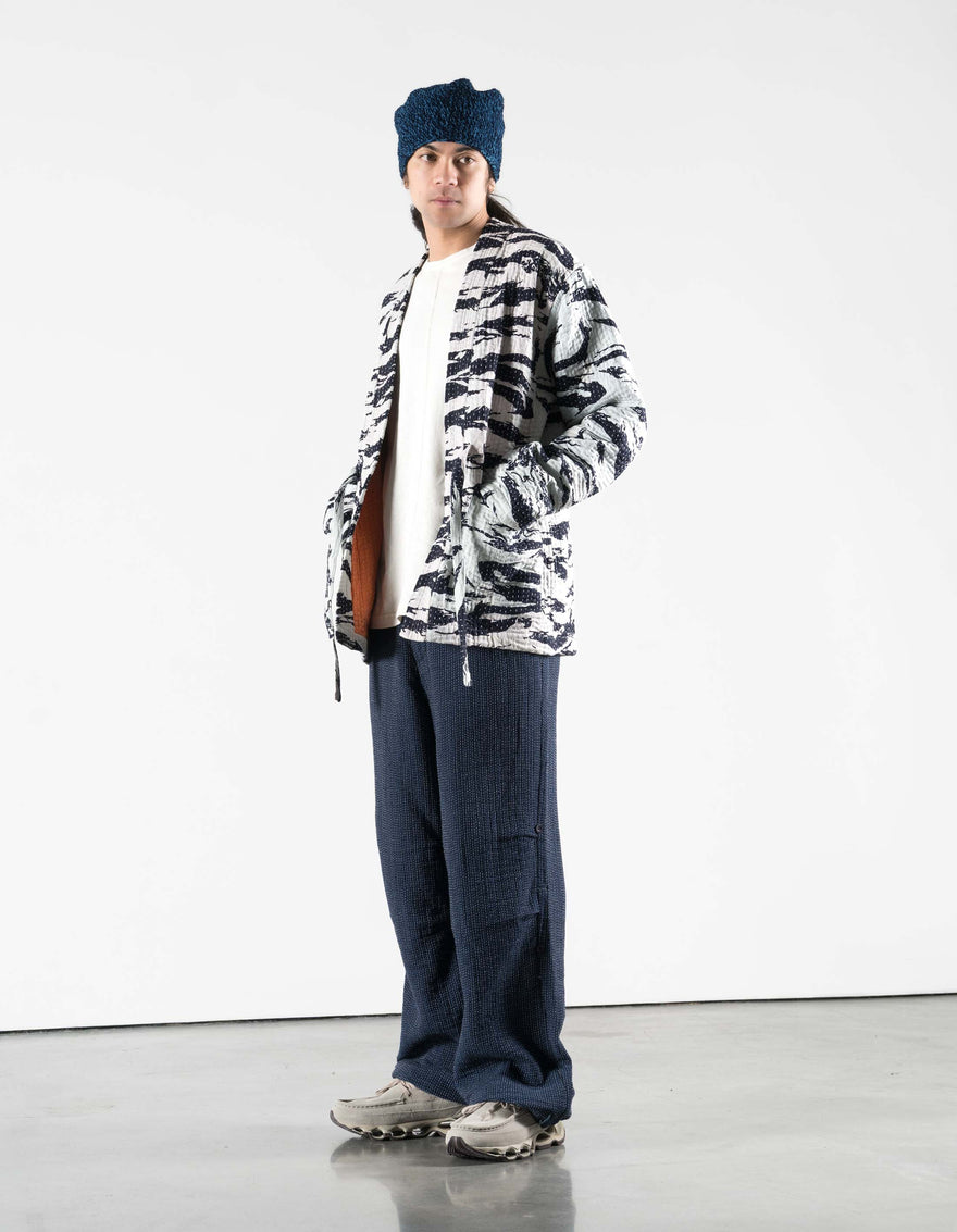 7333 Tigerstripe Kimono Navy/Ecru