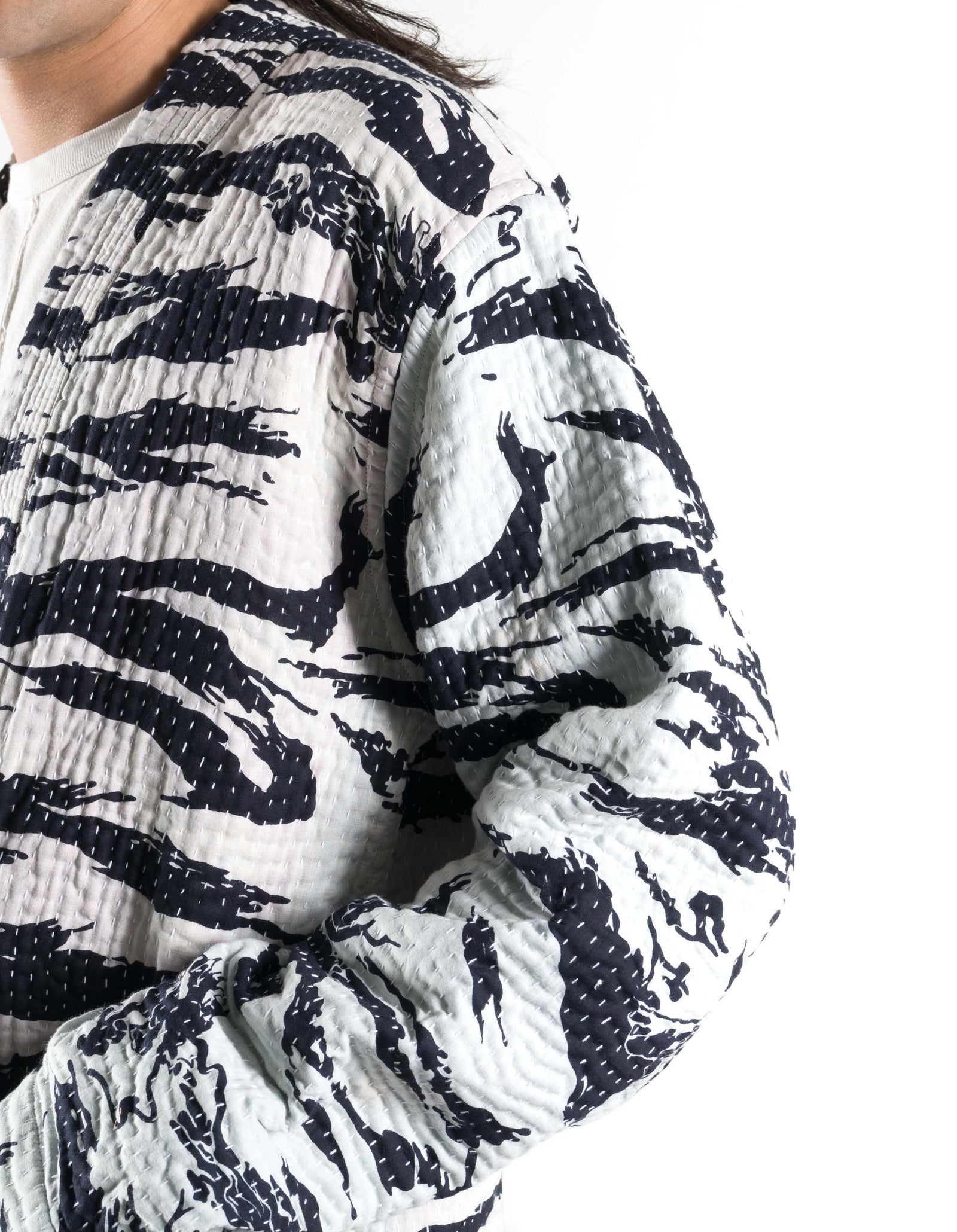 7333 Tigerstripe Kimono Navy/Ecru