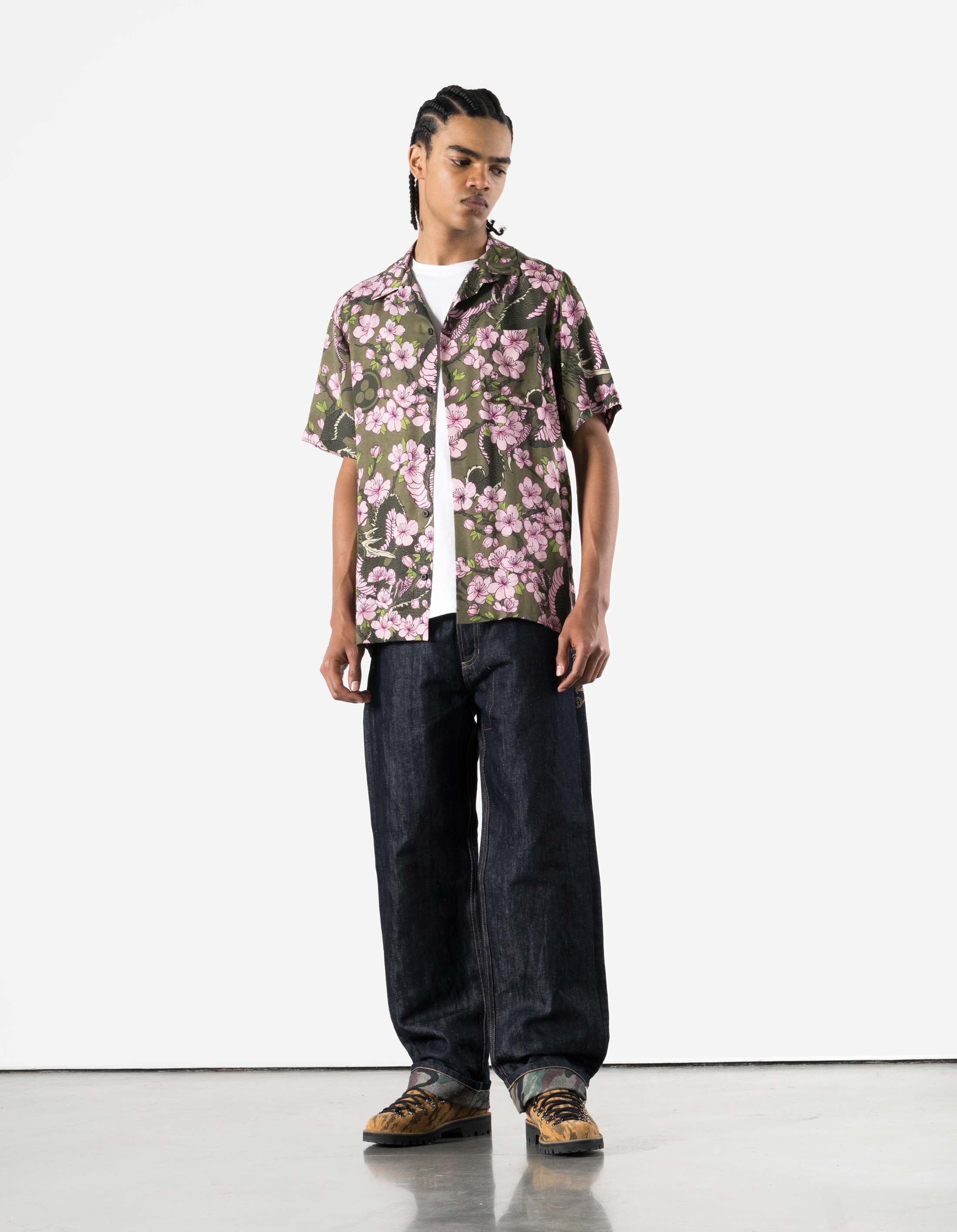 7359 Sakura Camp Collar Shirt Olive – Maharishi