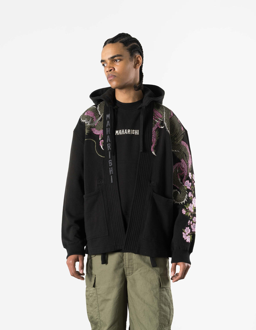 7361 Sakura Serenity Sweat Kimono Black