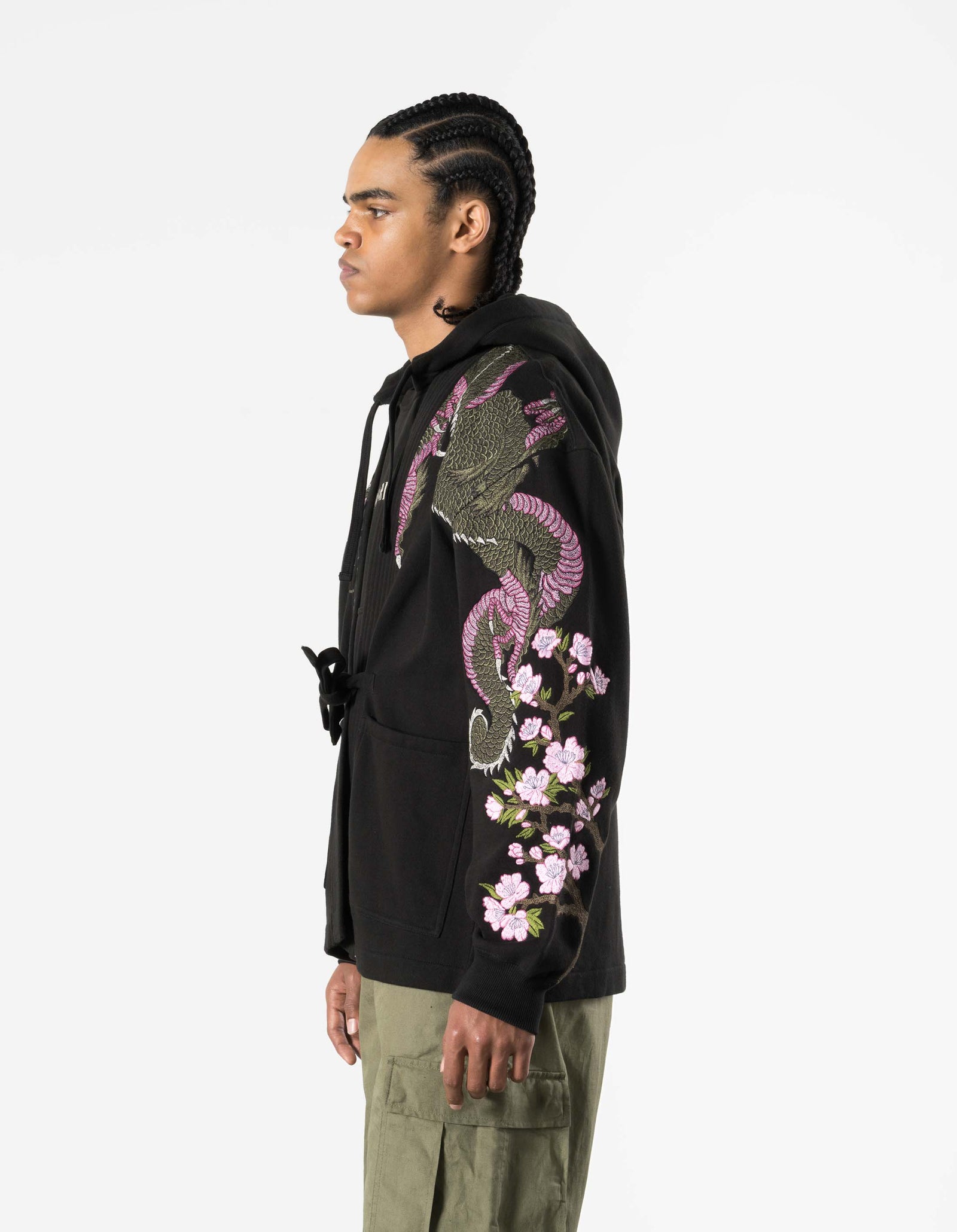 7361 Sakura Serenity Sweat Kimono Black