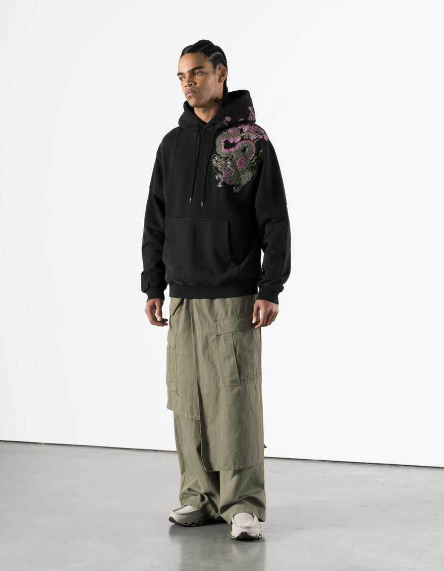 7362 Sakura Tugihagi Hooded Sweat Black