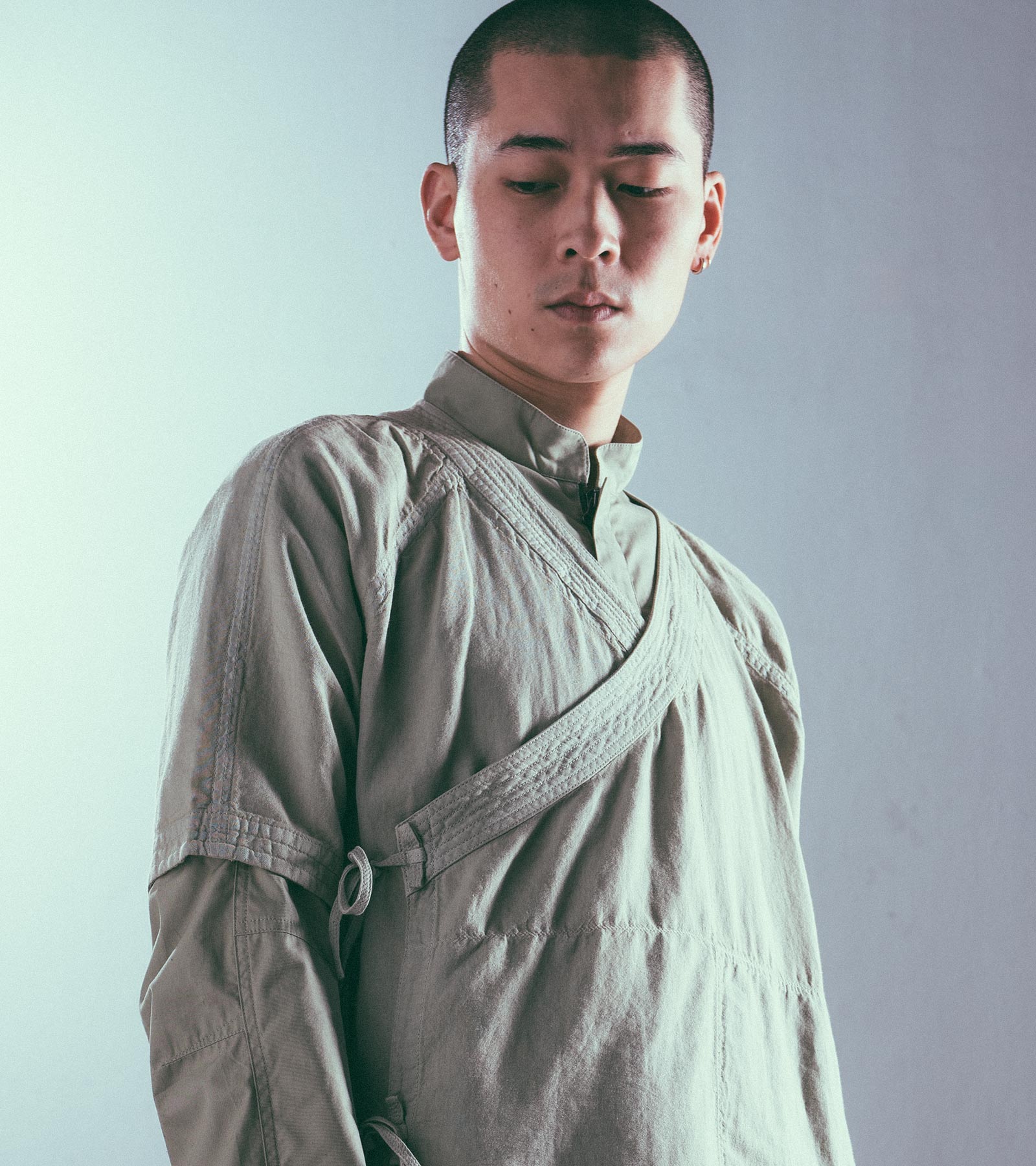 BENCH MARKING SHIRT: フラワーレース オープンカラー ショート