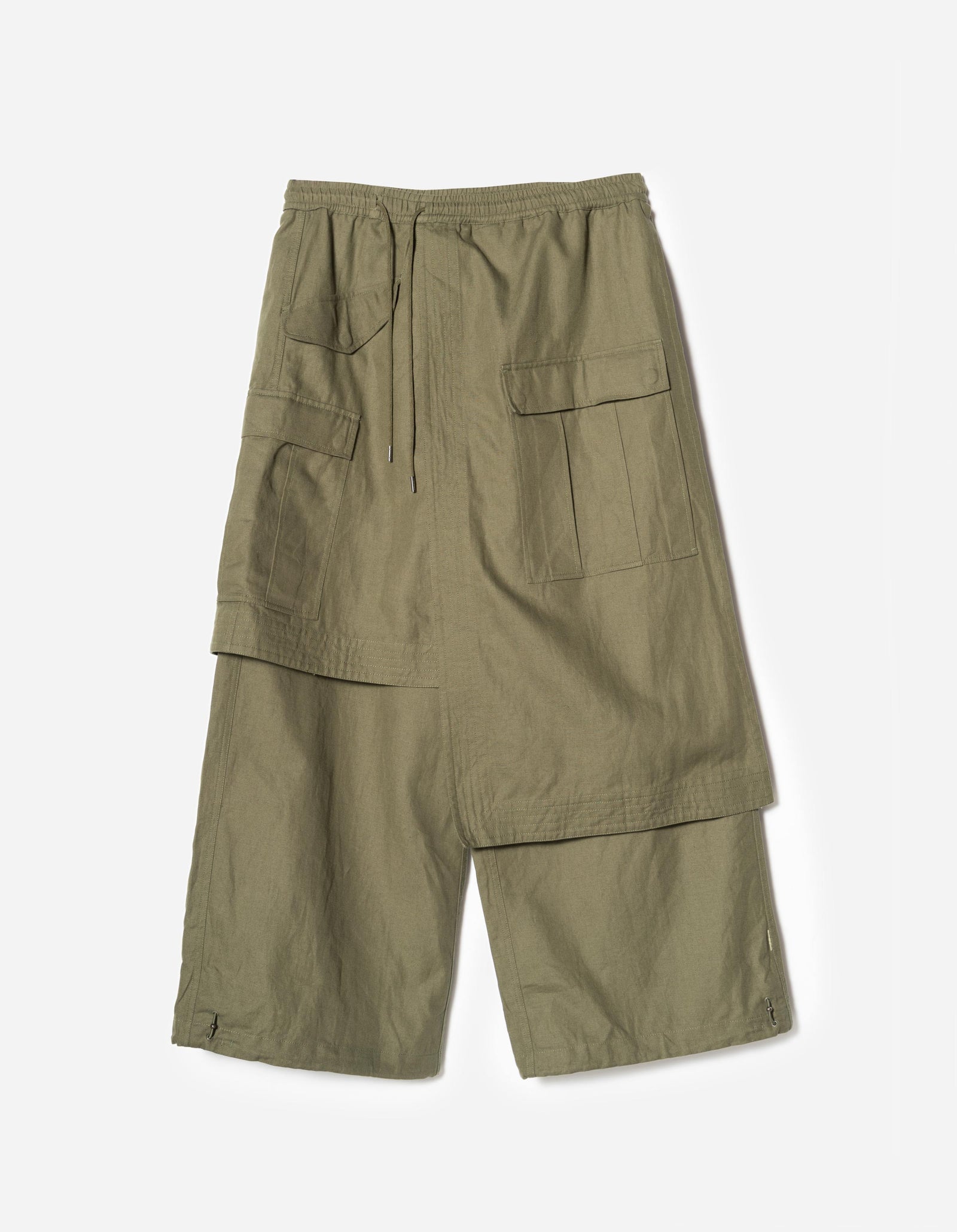 4588 Asym Cargo Hakama Pants Olive OG-107F