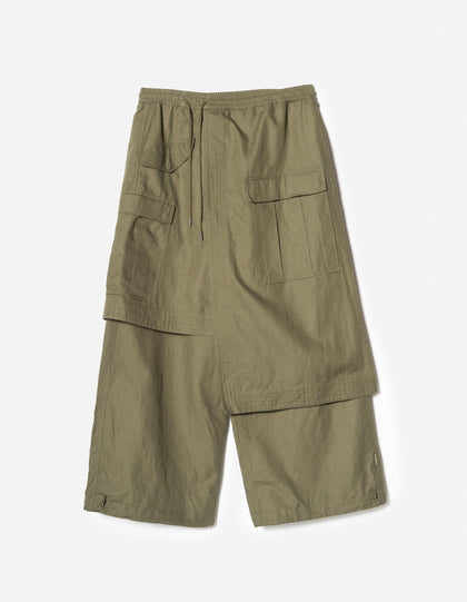 4588 Asym Cargo Hakama Pants Olive OG-107F