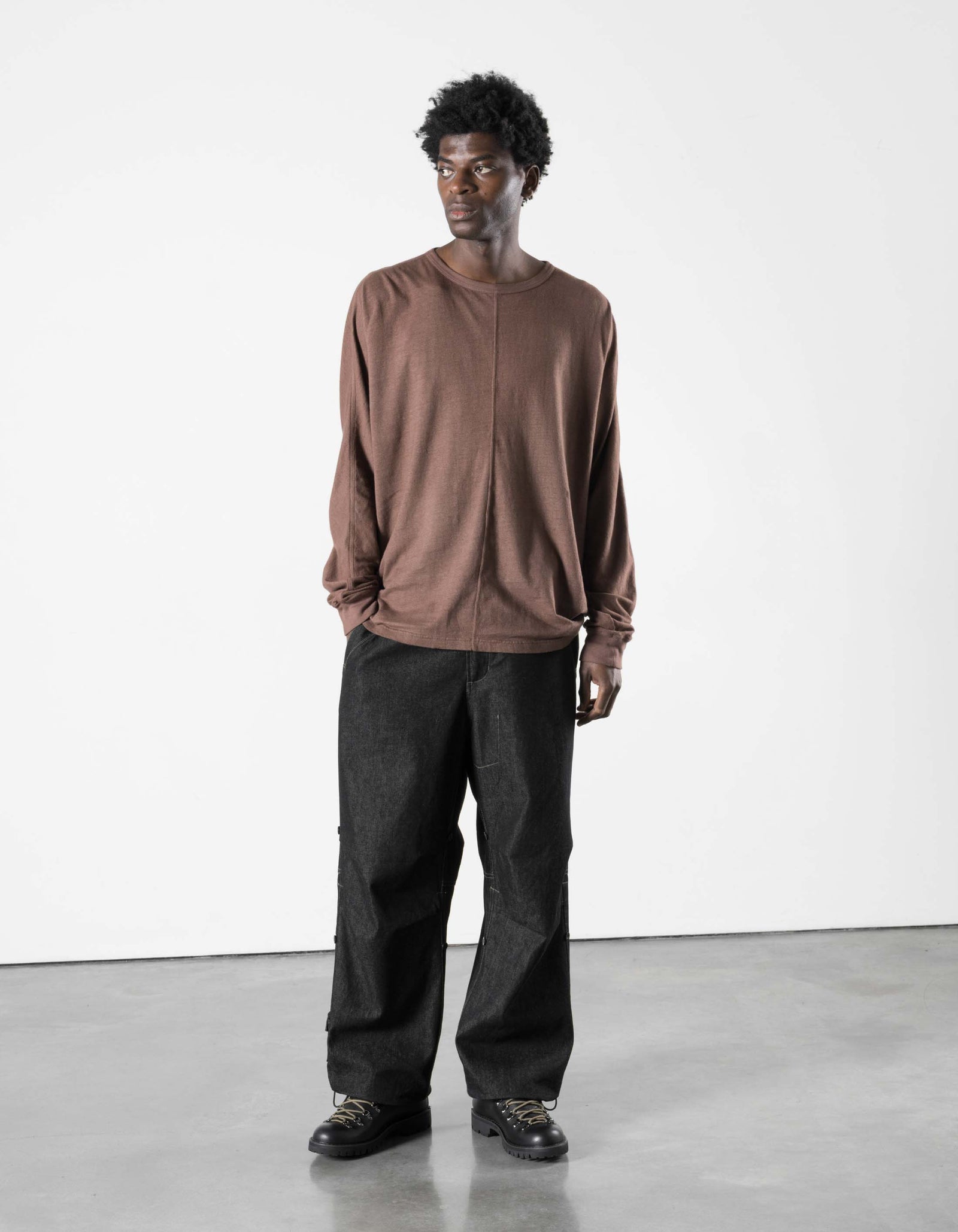 5245 Hemp Cross Loose L/S T-Shirt Earth Brown