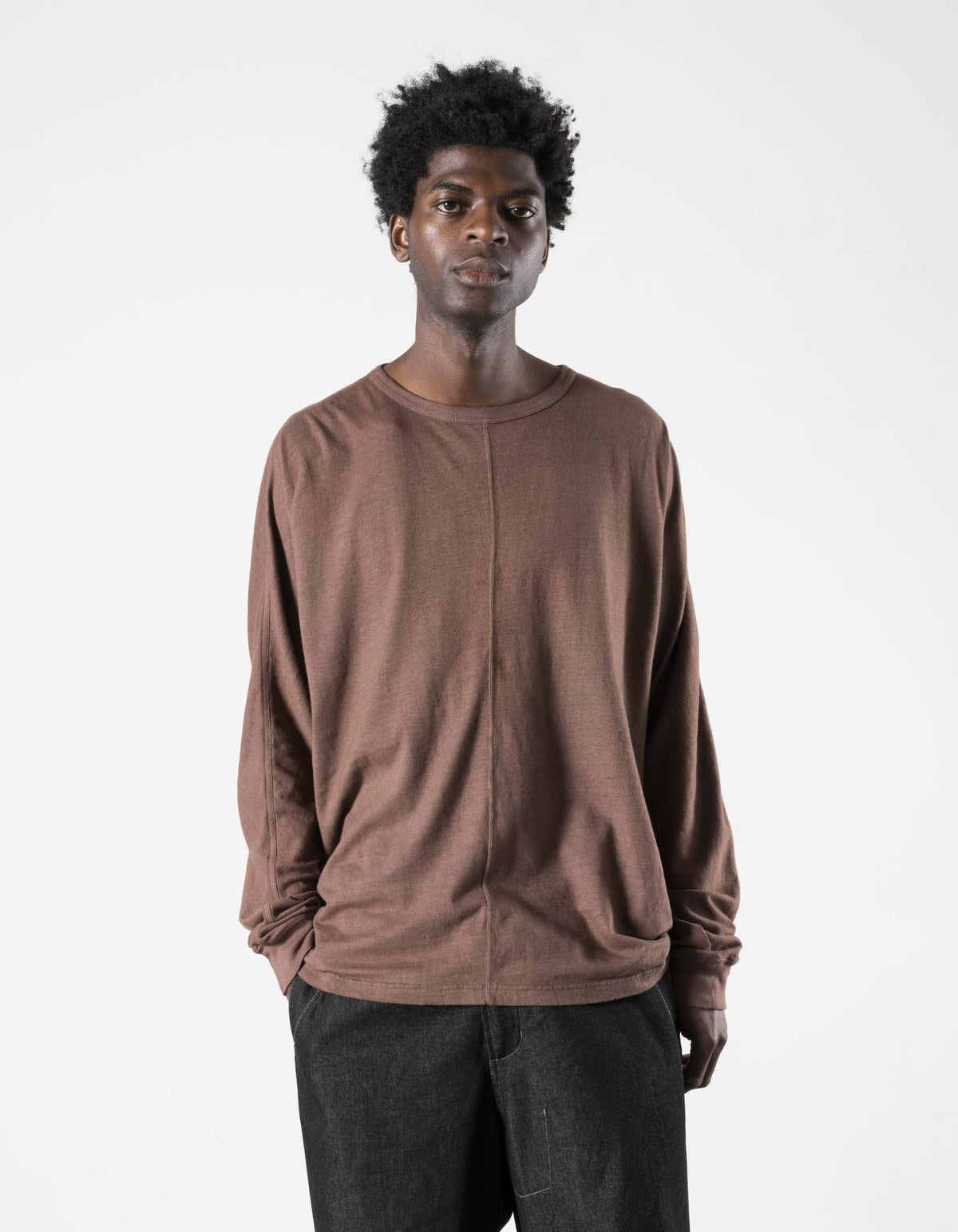 5245 Hemp Cross Loose L/S T-Shirt Earth Brown