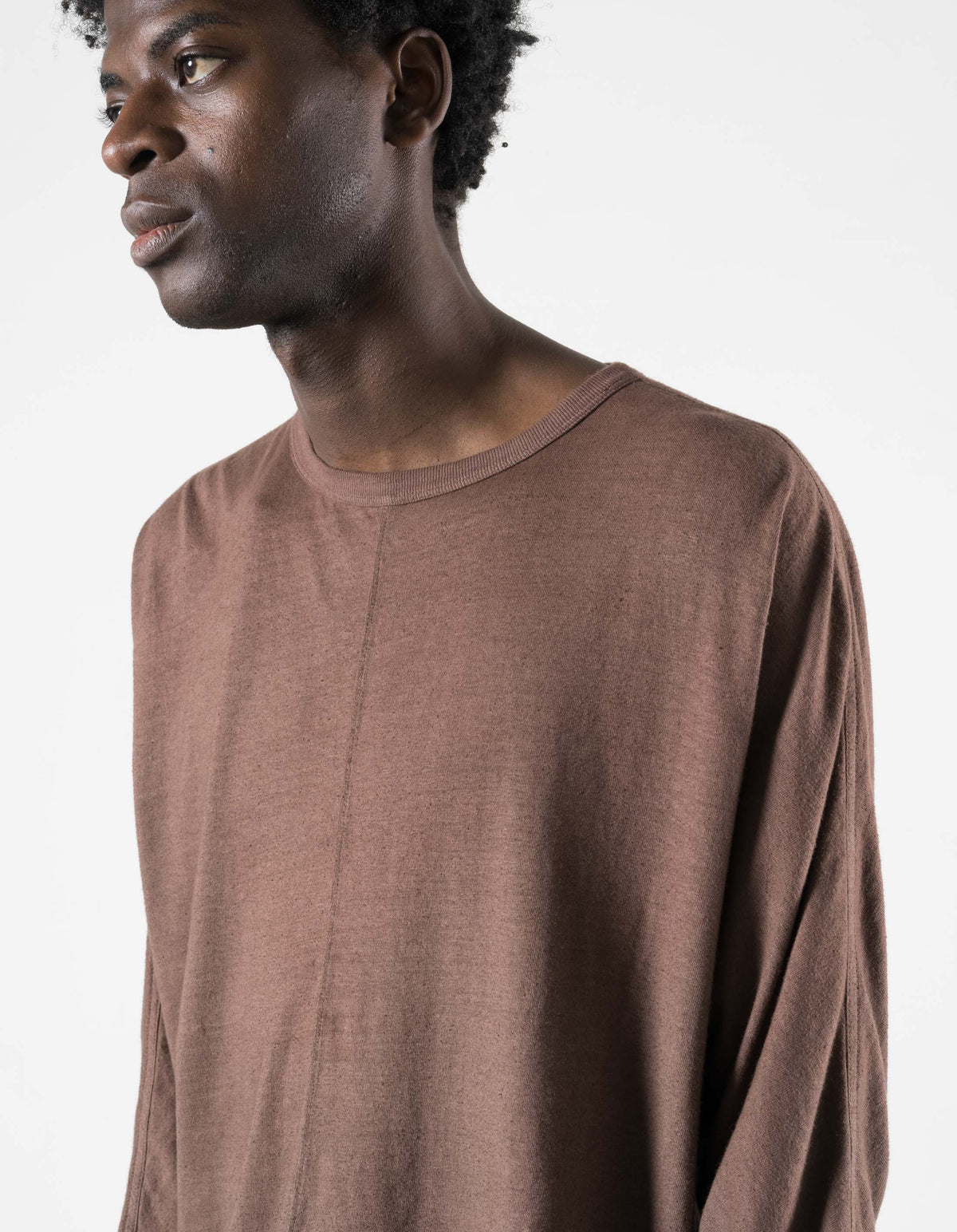 5245 Hemp Cross Loose L/S T-Shirt Earth Brown