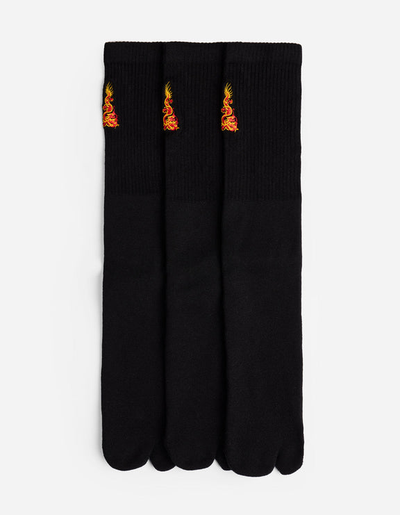 Maharishi Micro Dragon Tabi Sock 3 Pack Black/Black/Black