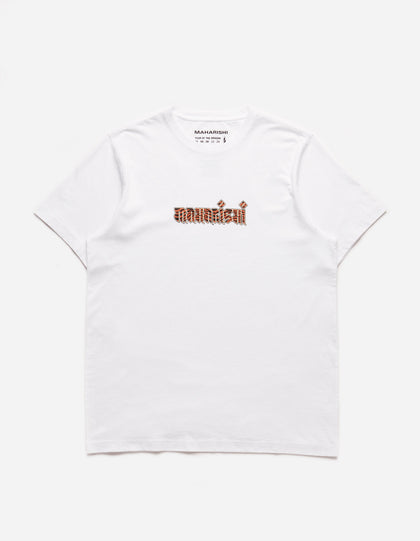 1296 Tiger Fur Calligraphy T-Shirt White