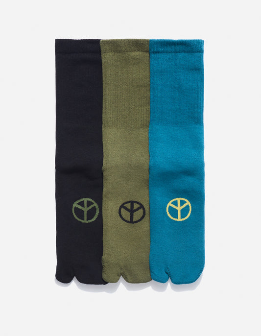 9891 MILTYPE Peace Tabi Sports Socks Teal/Olive/Black