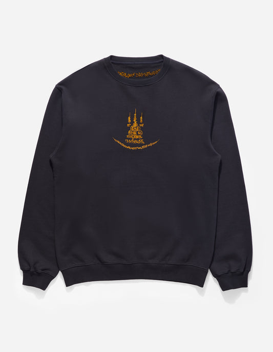4281 Sak Yant Embroidered Organic Crew Sweat Navy