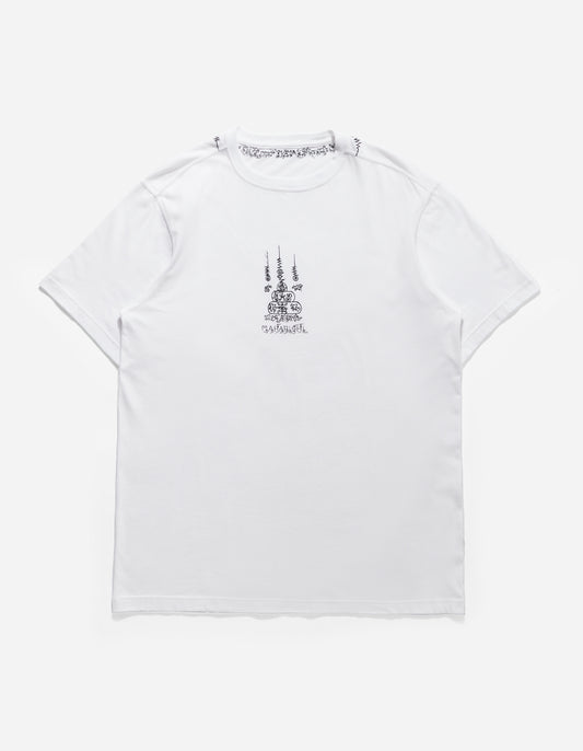 4285 Sak Yant Embroidered Organic T-Shirt White