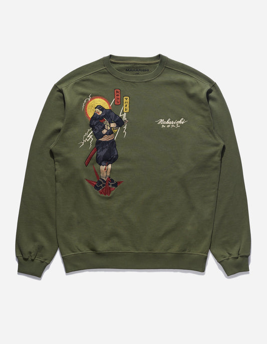 4503 Shinobi Embroidered Crew Sweat Olive OG-107F