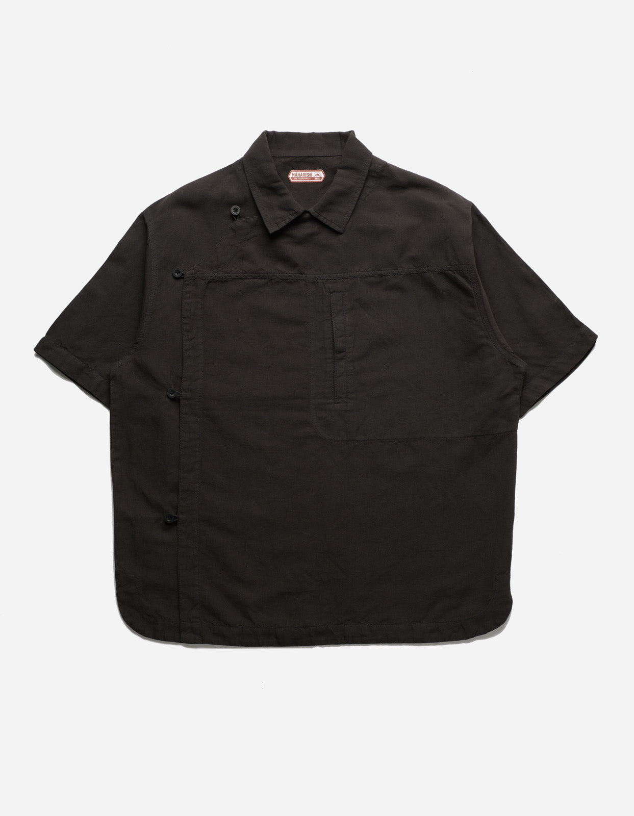 5120 Hemp Asym Monk Shirt Black