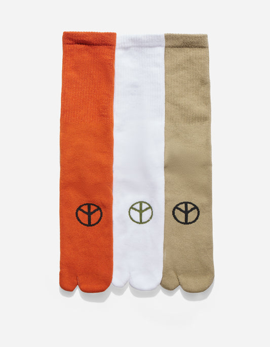 9891 MILTYPE Peace Tabi Sports Socks Rust/Sage/White