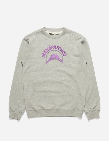 9894 Maha Mountain Embroidered Crew Sweat Grey Marl