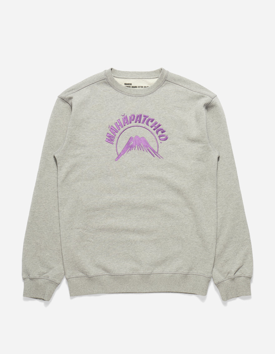 9894 Maha Mountain Embroidered Crew Sweat Grey Marl