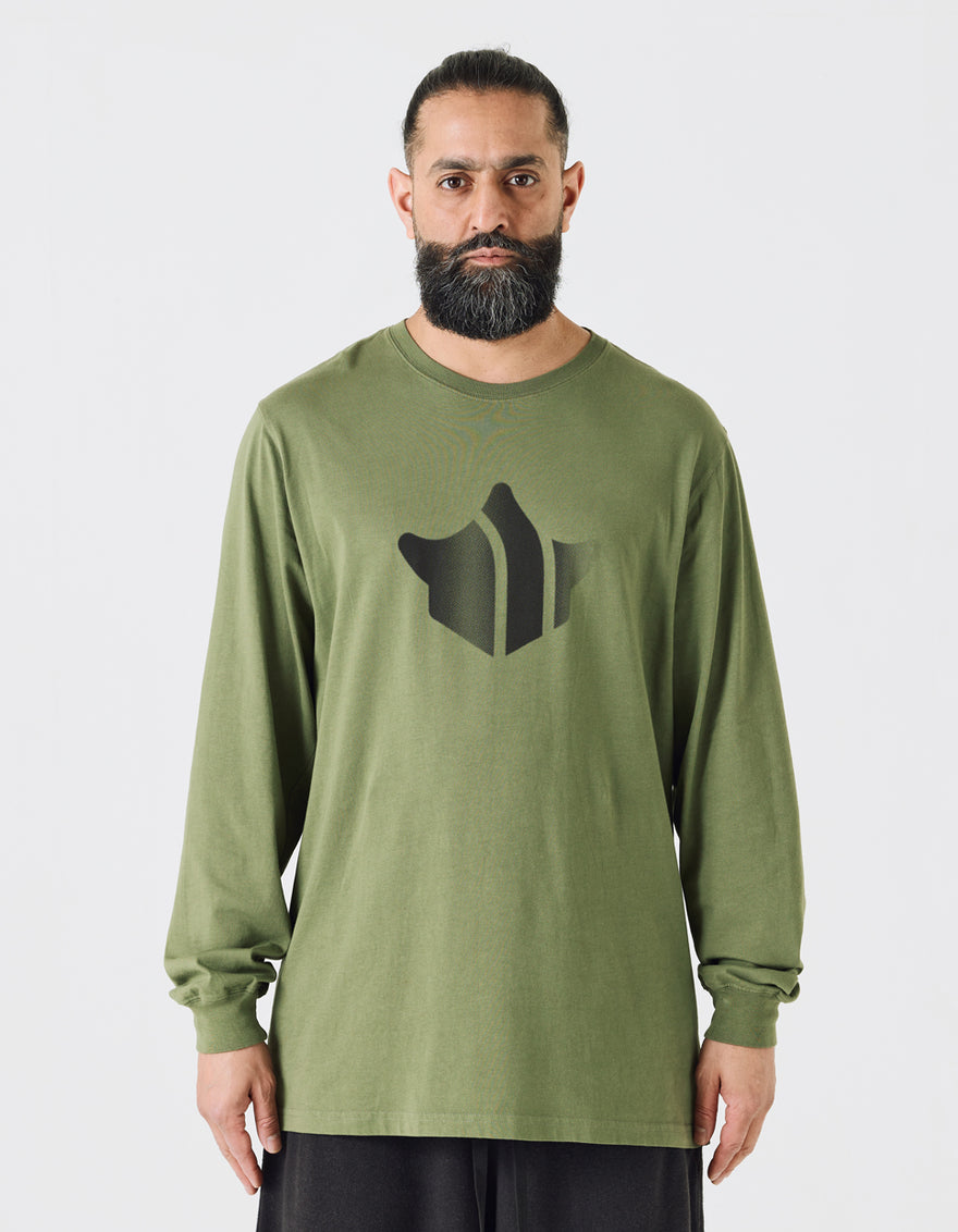 9921 Pointillist Temple L/S T-Shirt Olive OG-107F