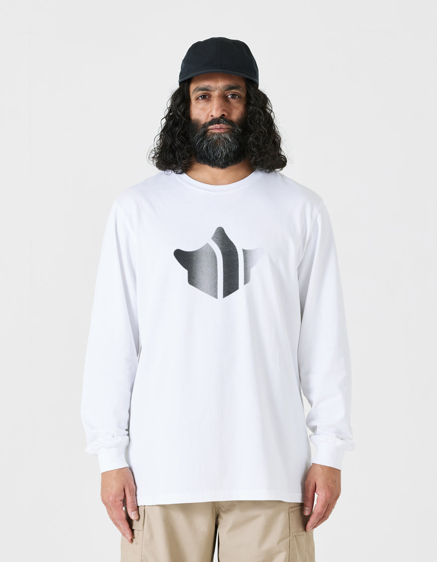 9921 Pointillist Temple L/S T-Shirt White