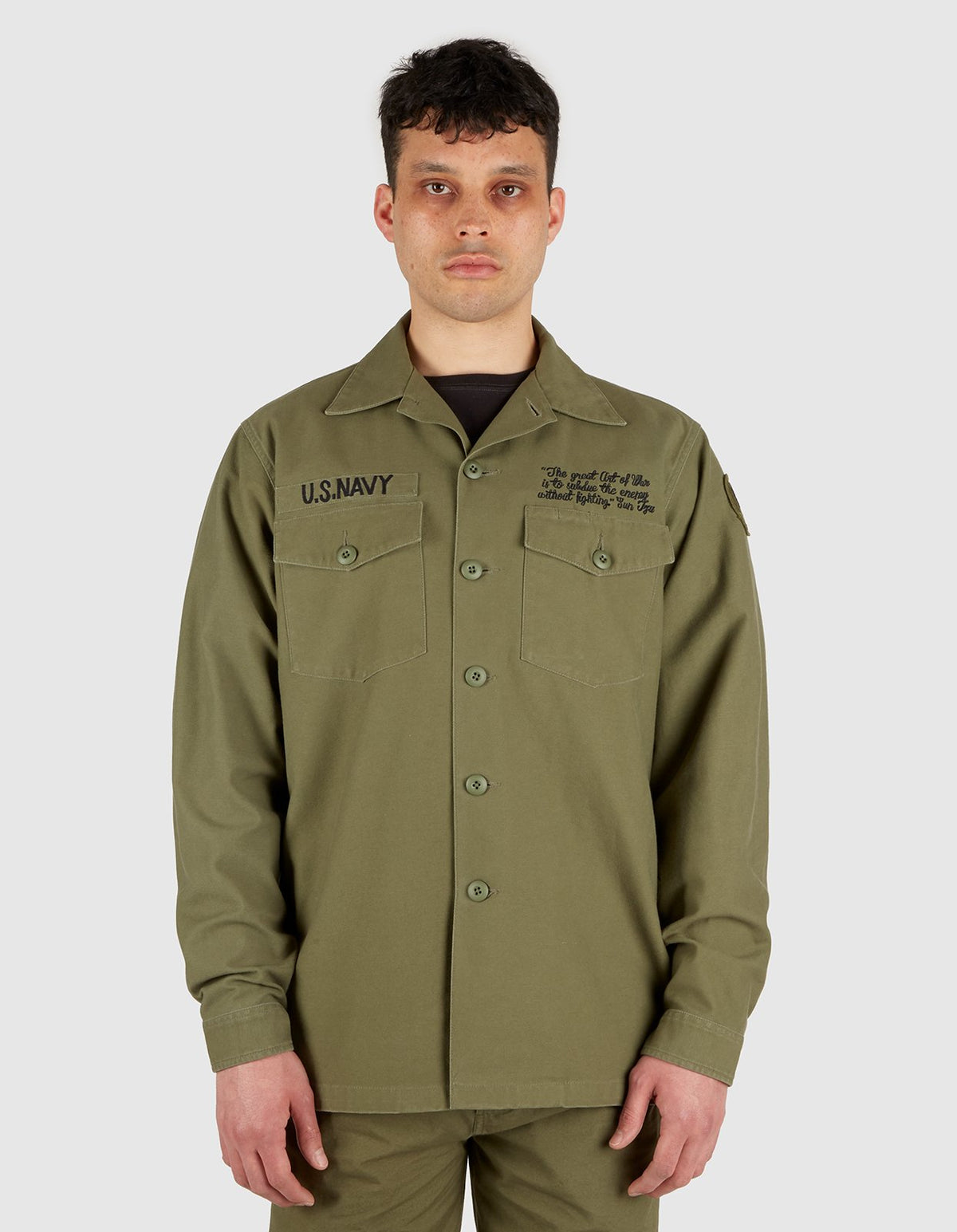 3599 May'68 Embroidered Shirt · Washed Cotton Sateen Olive OG-107FF