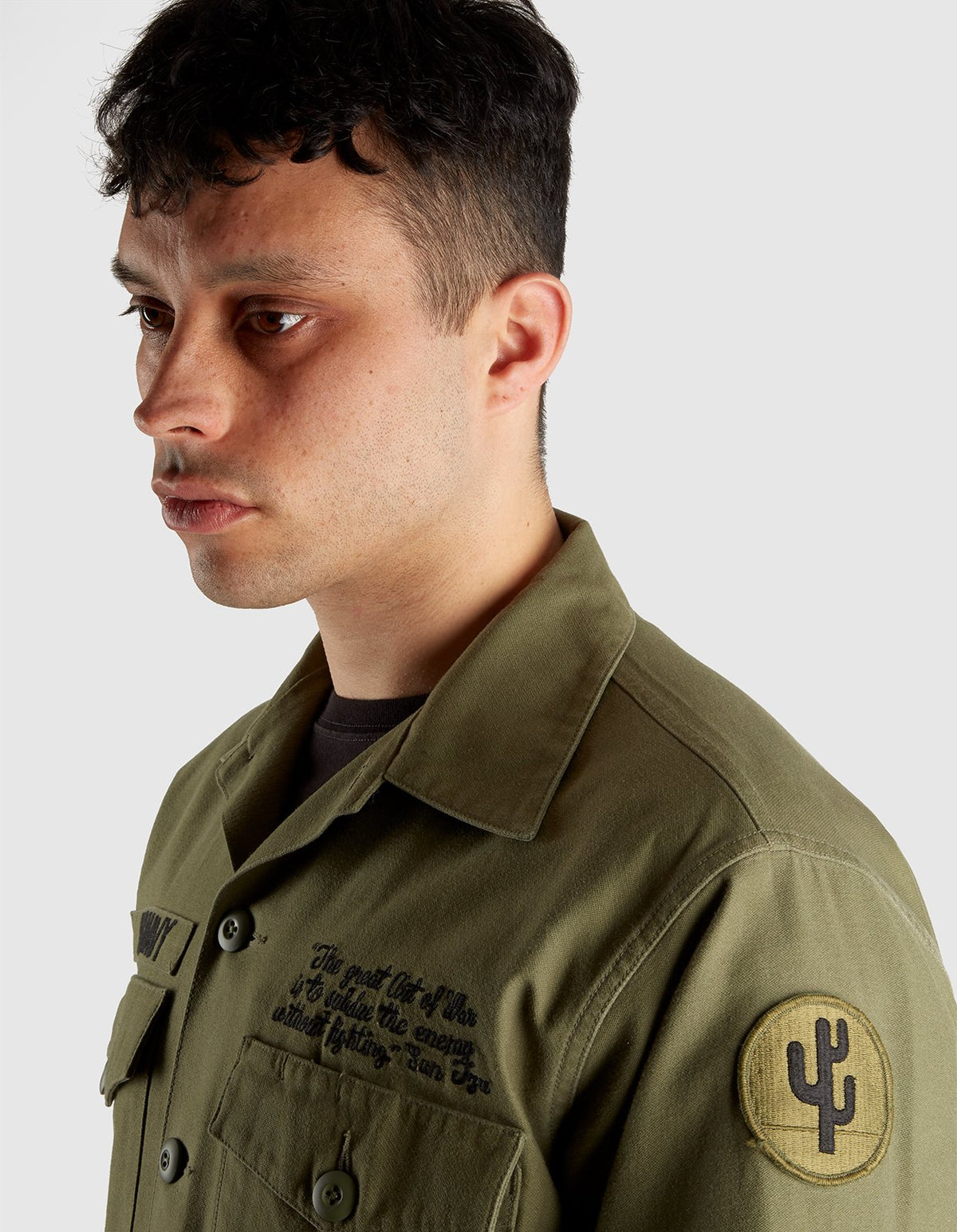 3599 May'68 Embroidered Shirt · Washed Cotton Sateen Olive OG-107FF