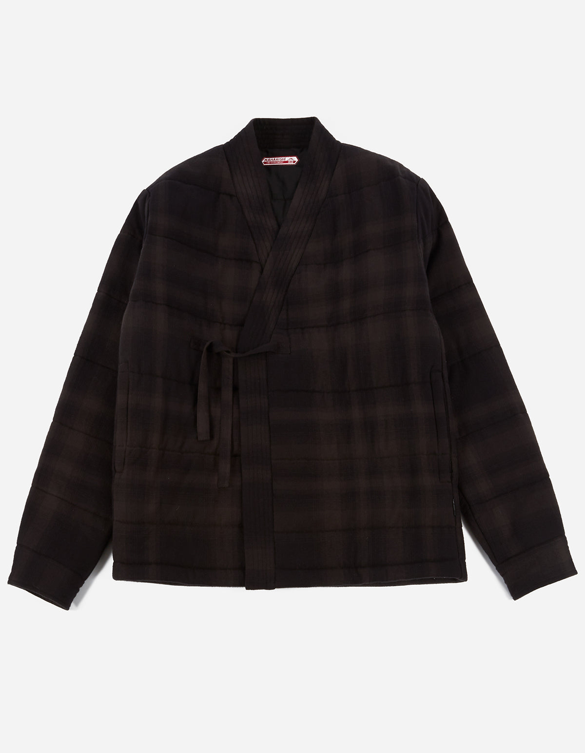 3620 Check Padded Kimono Black/Charcoal