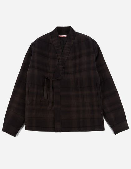 3620 Check Padded Kimono Black/Charcoal