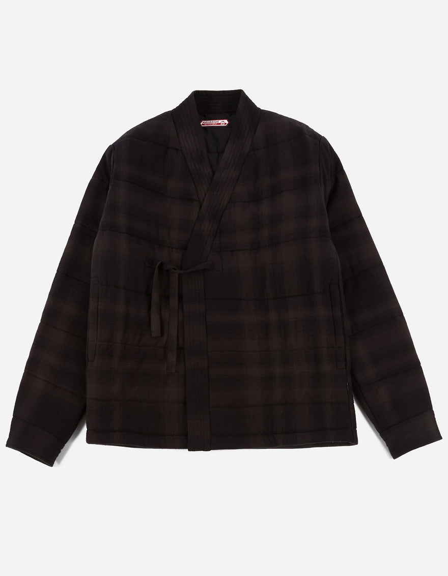 3620 Check Padded Kimono Black/Charcoal