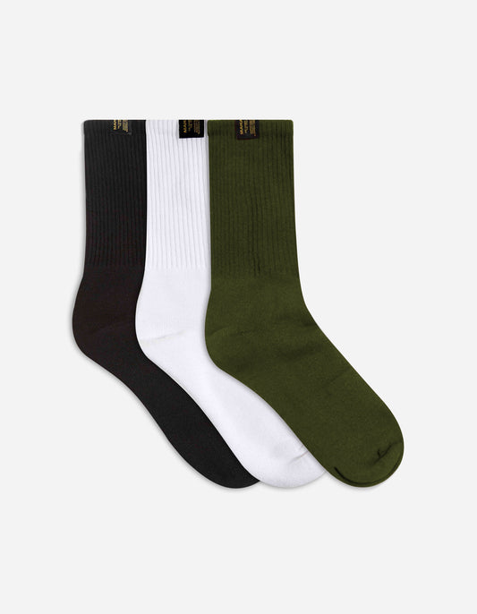 9273 MILTYPE Sports Socks · 3 Pack Black/Olive/White