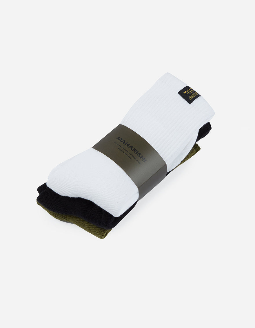 9273 MILTYPE Sports Socks · 3 Pack Black/Olive/White