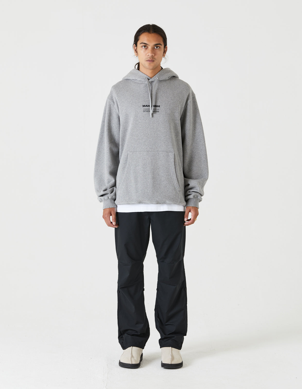 Maharishi | MILTYPE Embroidered Hooded Sweat · Organic Sweat 450 Grey Marl