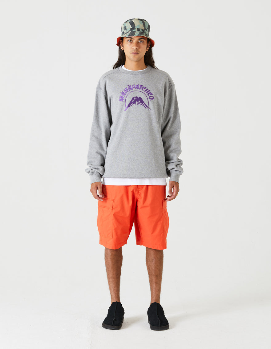 9894 Maha Mountain Embroidered Crew Sweat Grey Marl