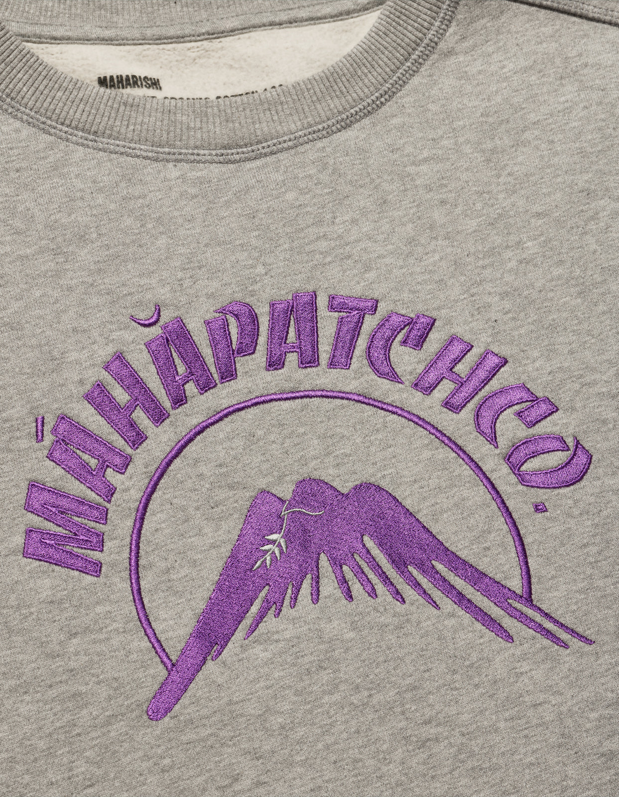 9894 Maha Mountain Embroidered Crew Sweat Grey Marl