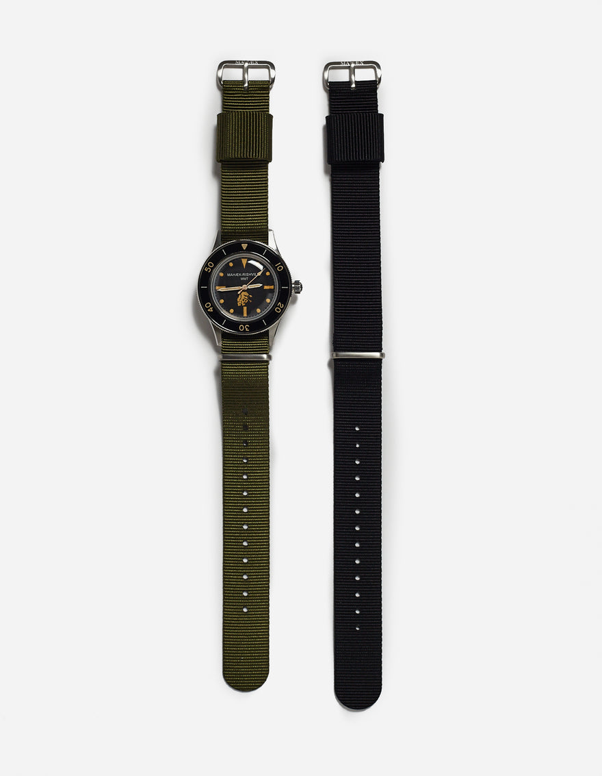 9372 Riverine Diver Watch Steel Case · Aged Dial Steel