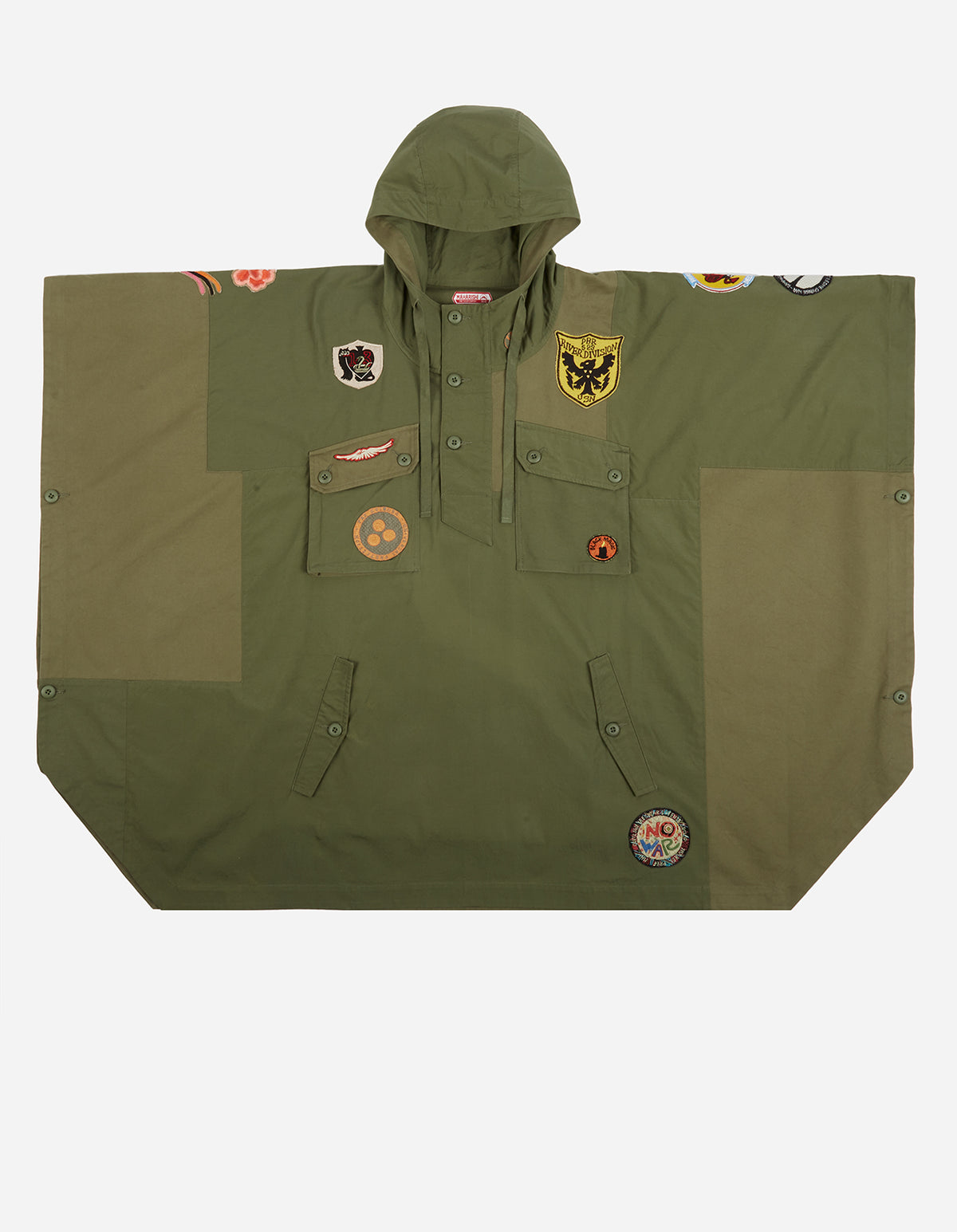 2015 Multi-Patch Panelwork Poncho · Cotton Sateen/Poplin Olive OG-107F/Colour
