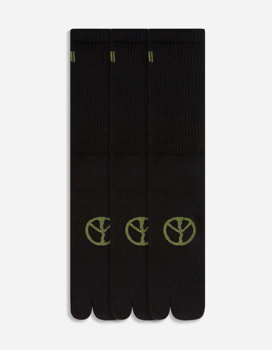9348 MILTYPE Tabi Sock · 3 Pack Black/Black/Black
