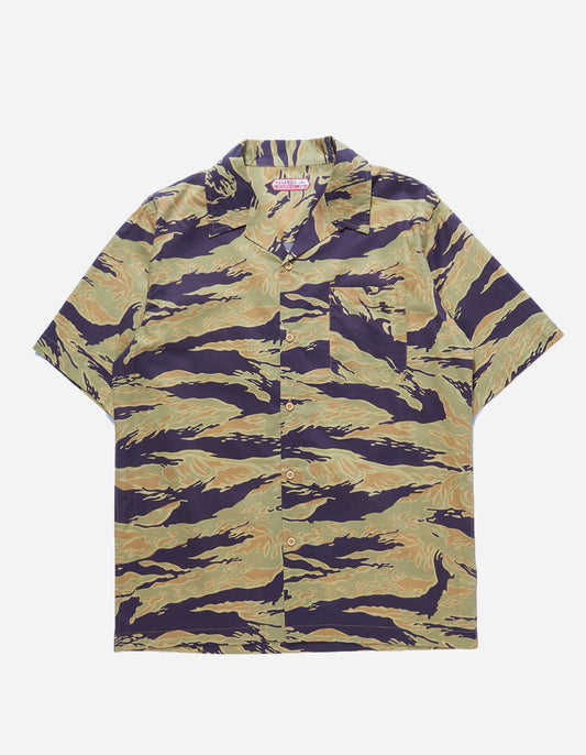 8171 Camo Camp Collar Shirt · Light Cotton Poplin 90 Sunbleached Gold Tigerstripe