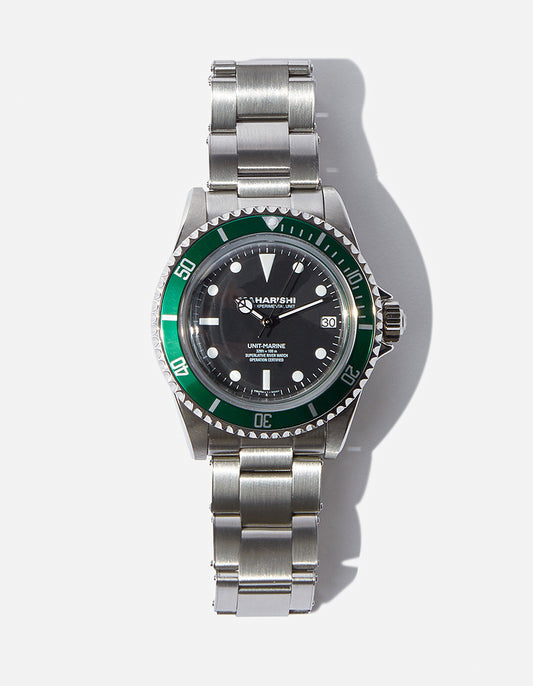 9500 Green Marine Watch Steel Silver