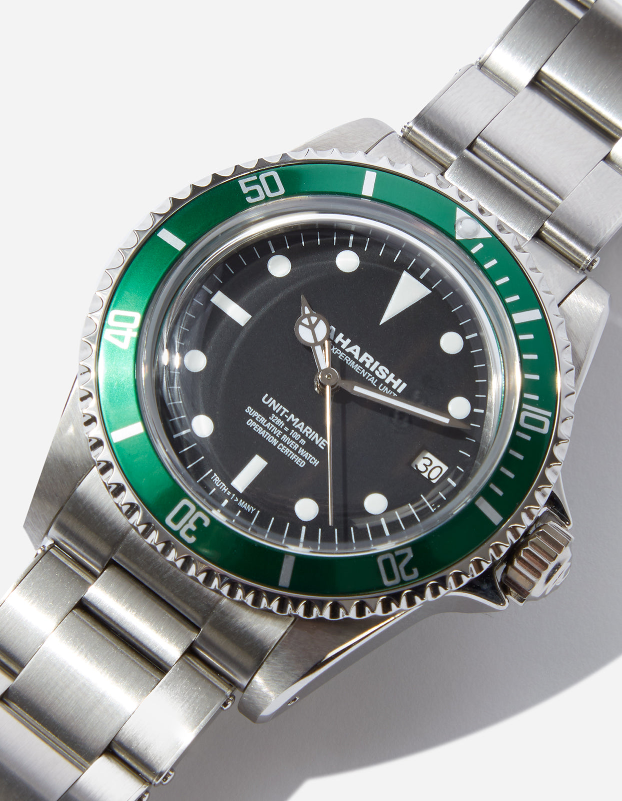 9500 Green Marine Watch Steel Silver